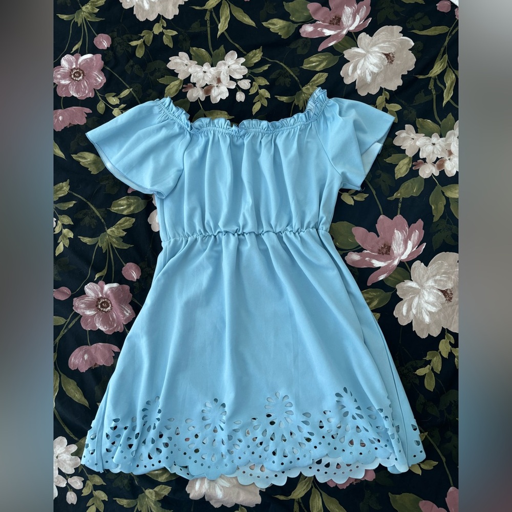 Charming Blue Off-Shoulder Dress